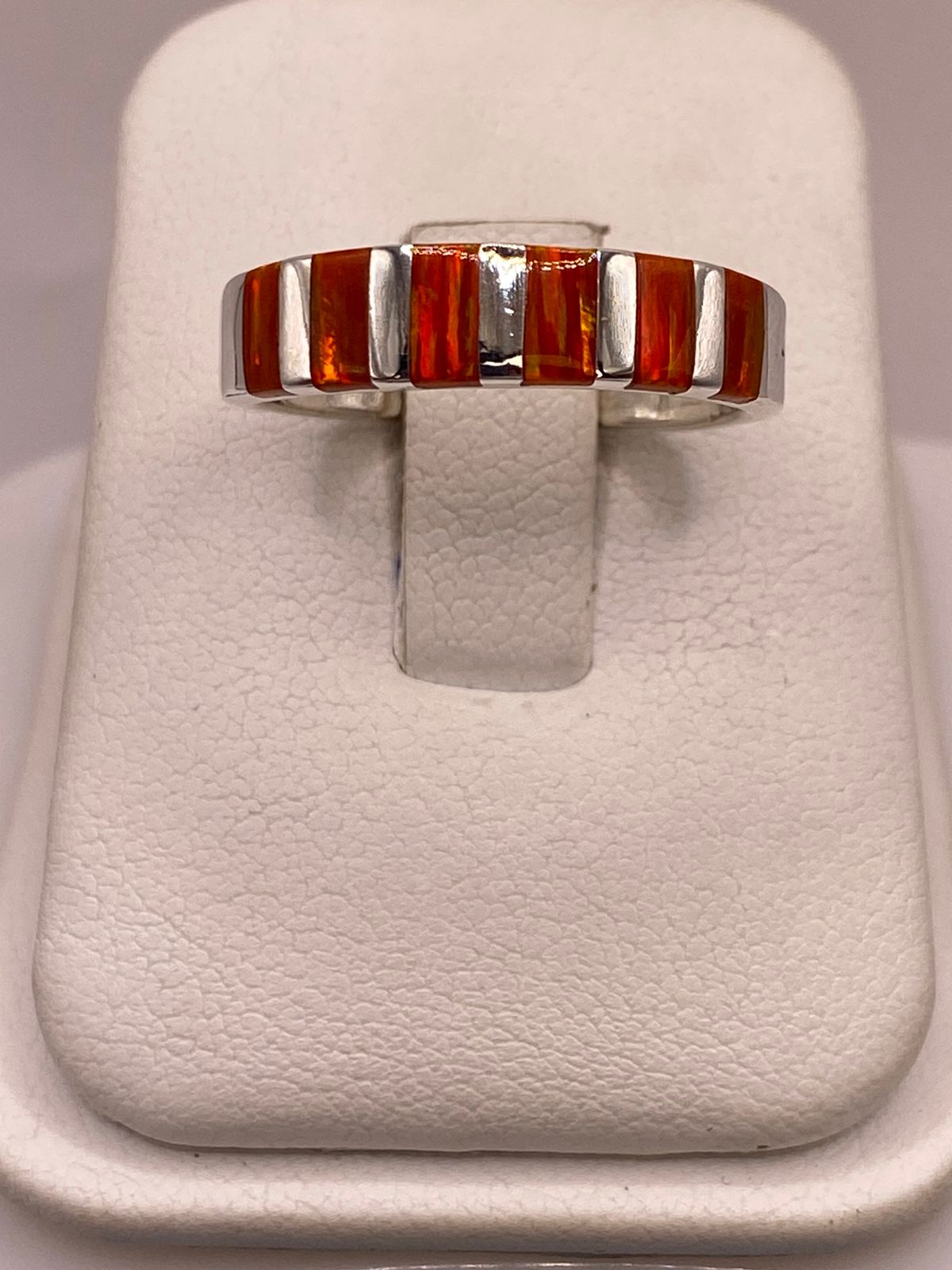 Anillo de Plata Ley 925 con Ópalo de Fuego Naranja