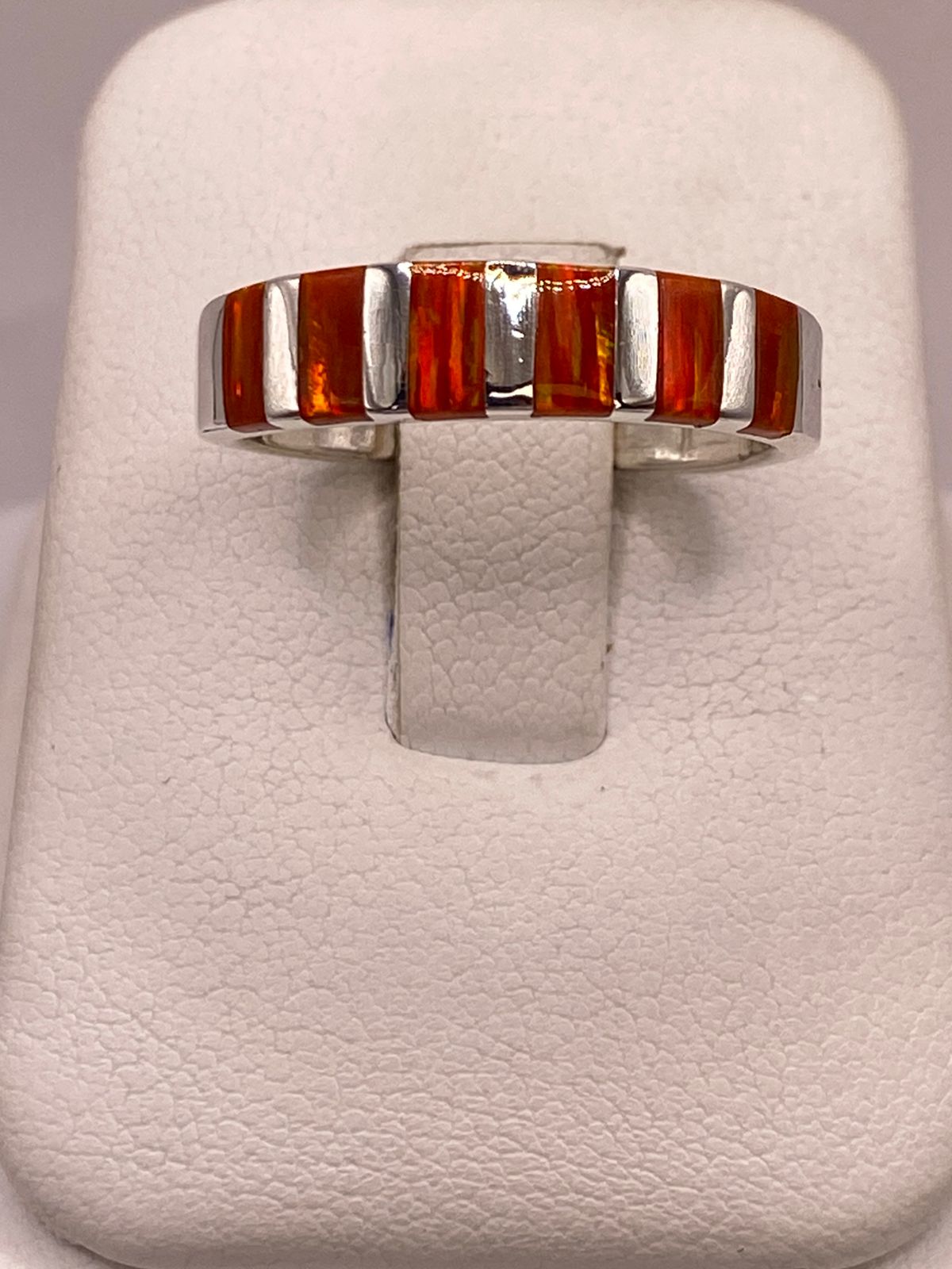 Anillo de Plata Ley 925 con Ópalo de Fuego Naranja