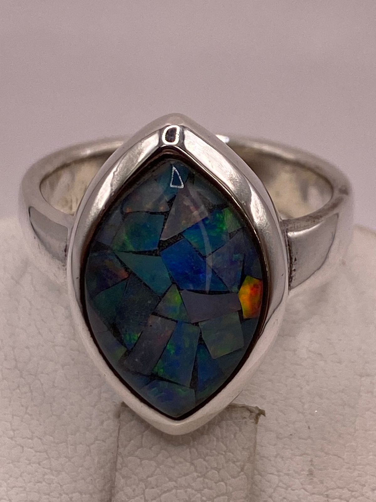 Anillo de Plata Ley 925 con Ópalo Mosaico