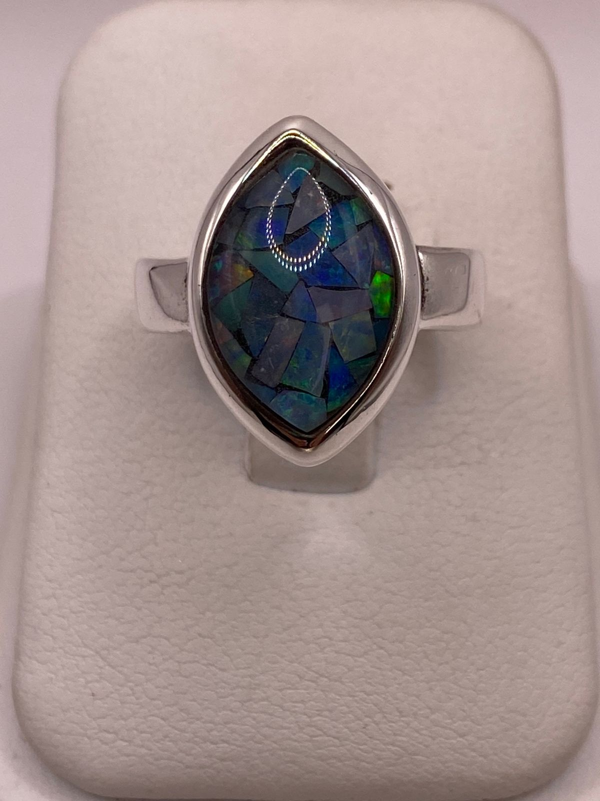 Anillo de Plata Ley 925 con Ópalo Mosaico
