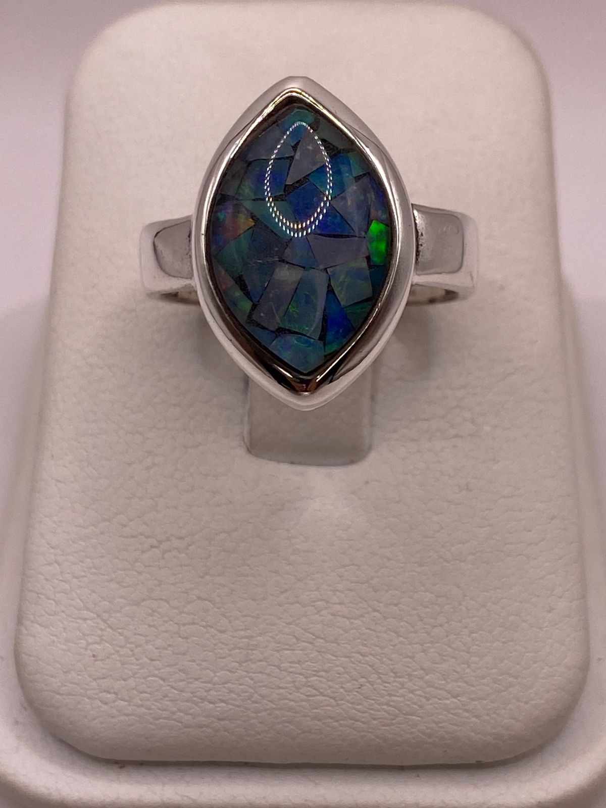 Anillo de Plata Ley 925 con Ópalo Mosaico