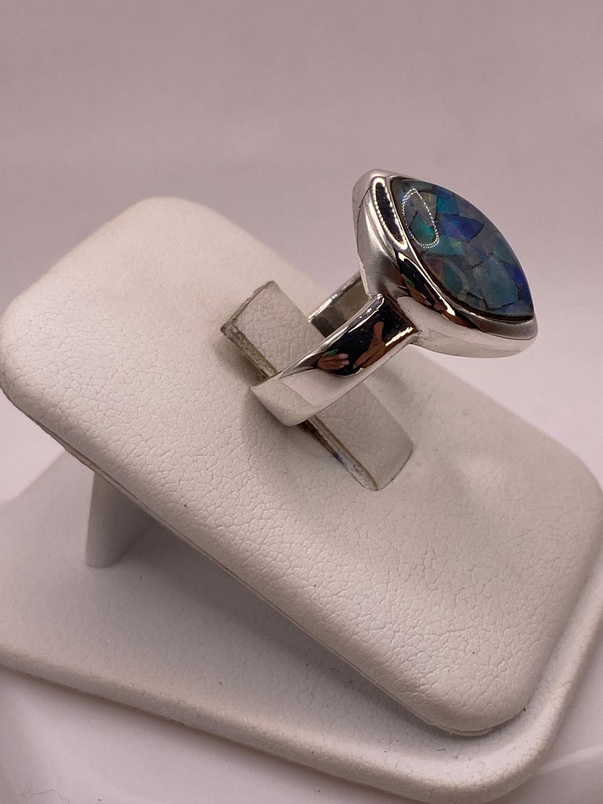 Anillo de Plata Ley 925 con Ópalo Mosaico