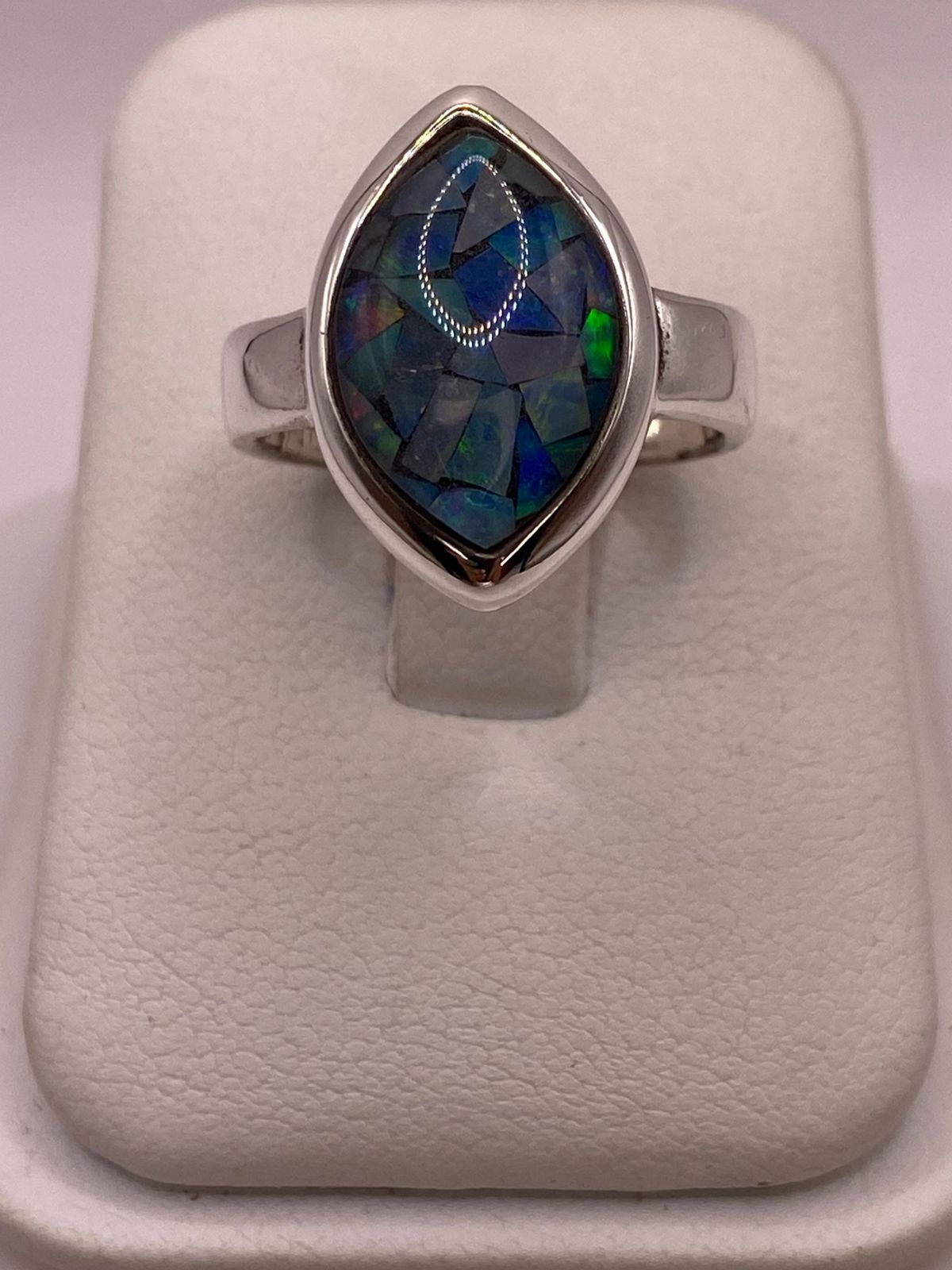Anillo de Plata Ley 925 con Ópalo Mosaico