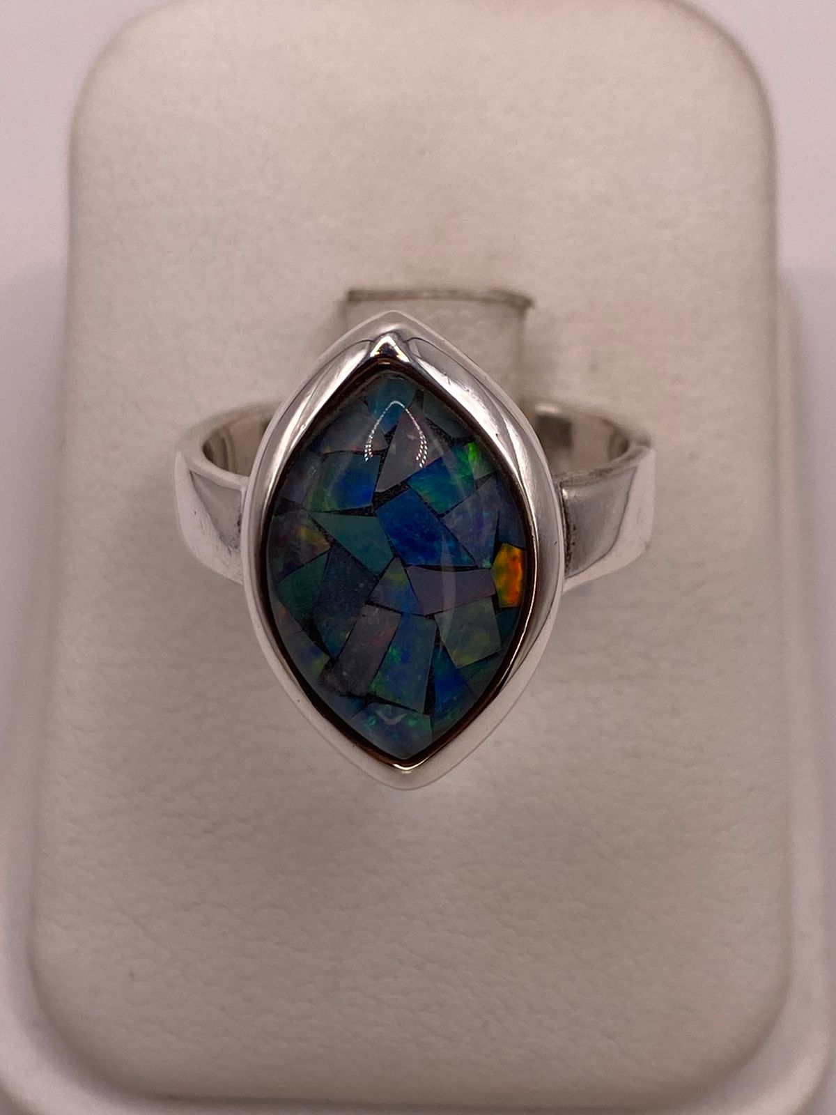 Anillo de Plata Ley 925 con Ópalo Mosaico