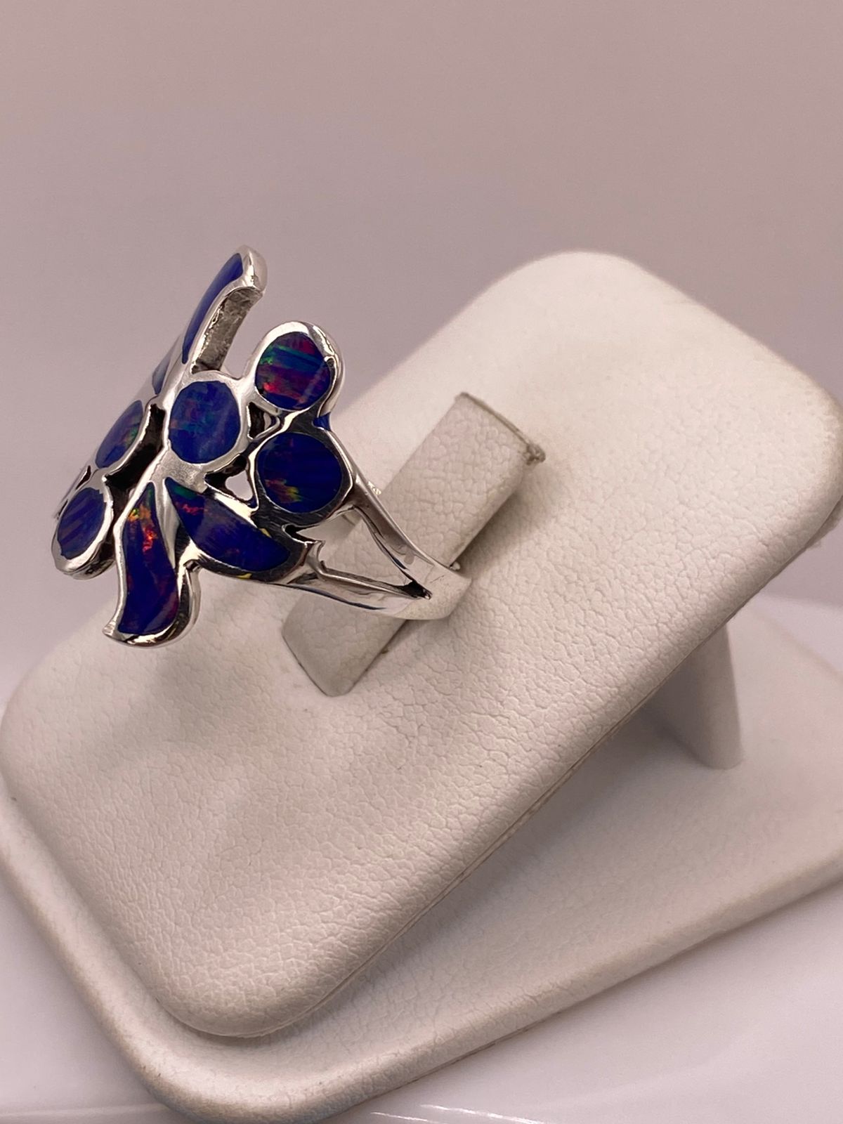 ANILLO DE PLATA LEY 925 CON ÓPALO AZUL