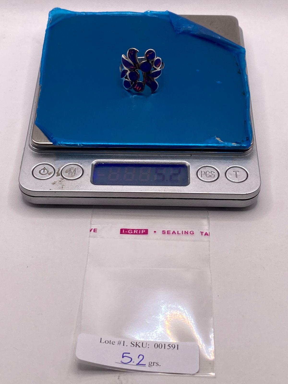 ANILLO DE PLATA LEY 925 CON ÓPALO AZUL