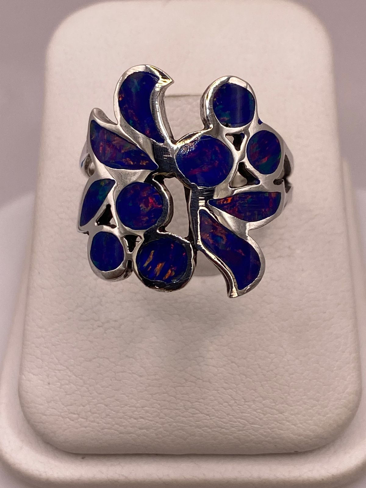 ANILLO DE PLATA LEY 925 CON ÓPALO AZUL