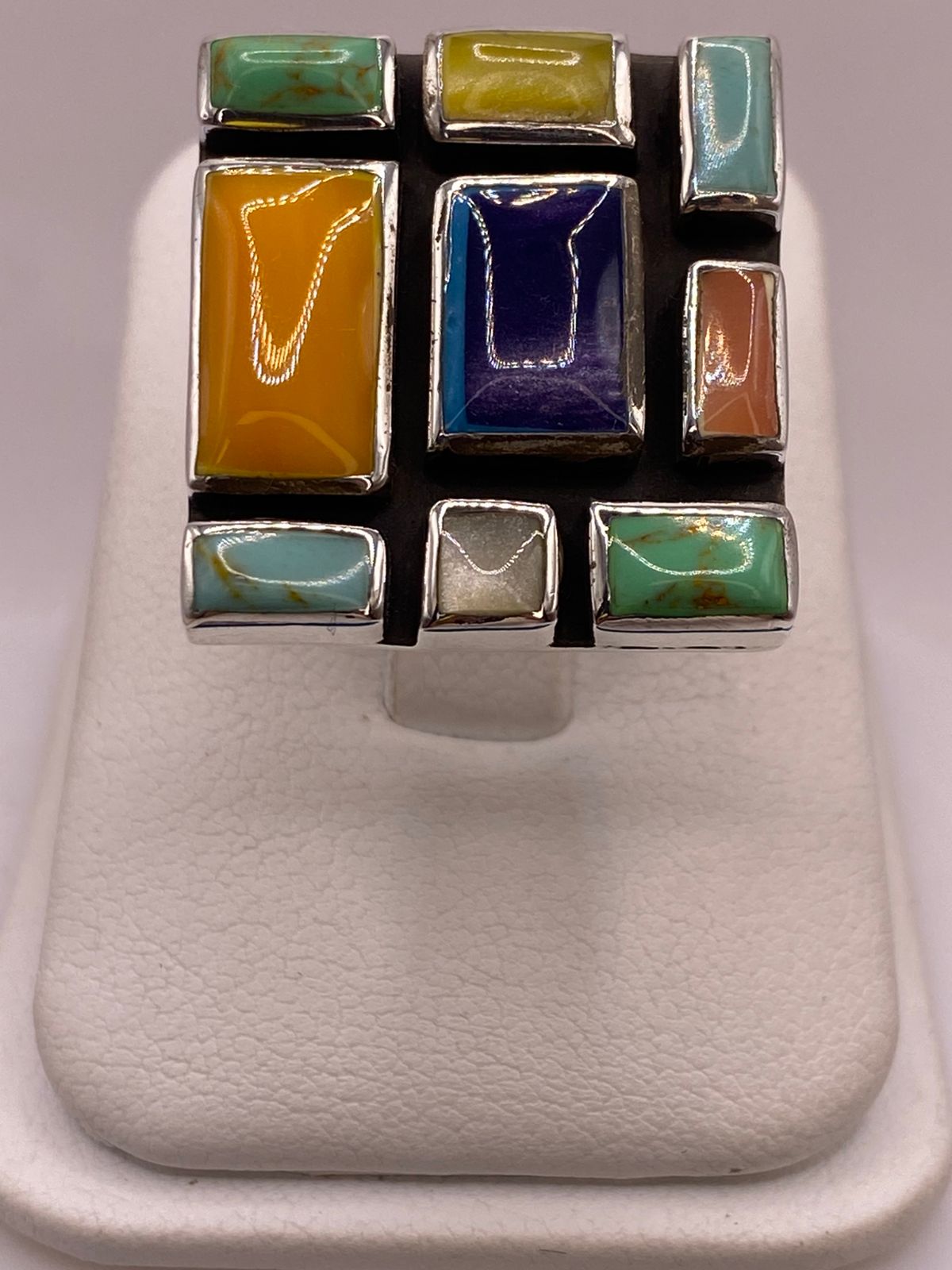 Anillo de Plata Ley 925 con Piedras Naturales Multicolor