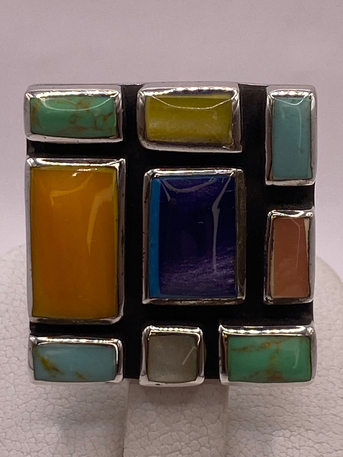 Anillo de Plata Ley 925 con Piedras Naturales Multicolor