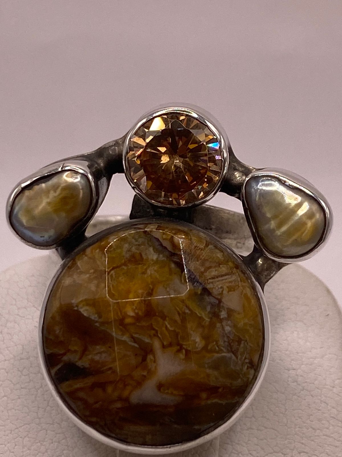 Anillo de Plata Ley 925 con Piedras Naturales Multicolor