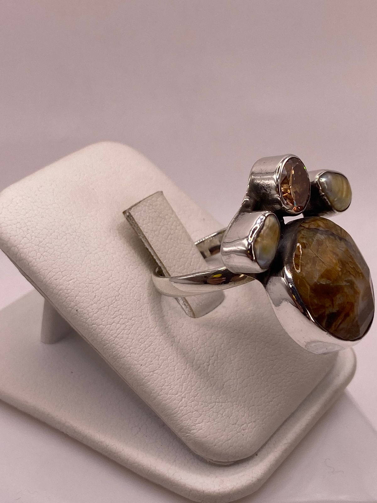 Anillo de Plata Ley 925 con Piedras Naturales Multicolor