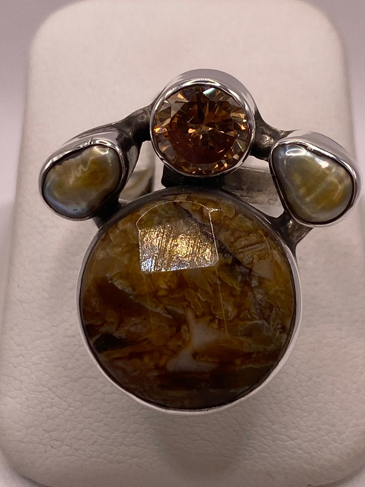 Anillo de Plata Ley 925 con Piedras Naturales Multicolor