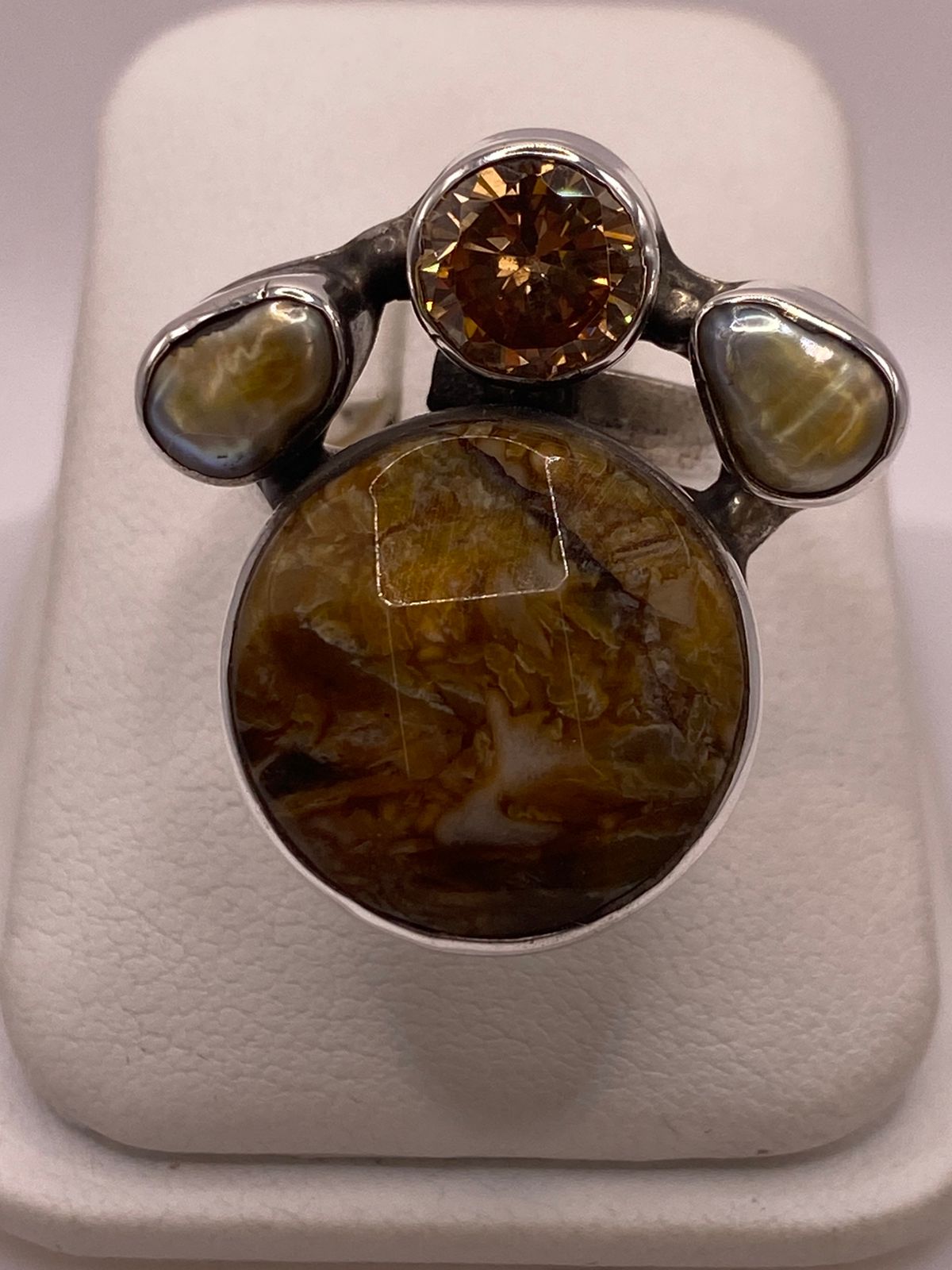 Anillo de Plata Ley 925 con Piedras Naturales Multicolor