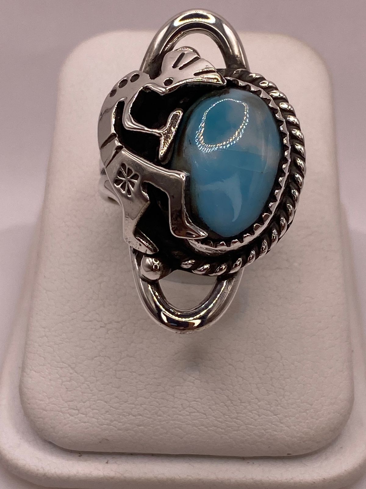 Anillo de Plata Ley 925 con Turquesa y Kokopelli