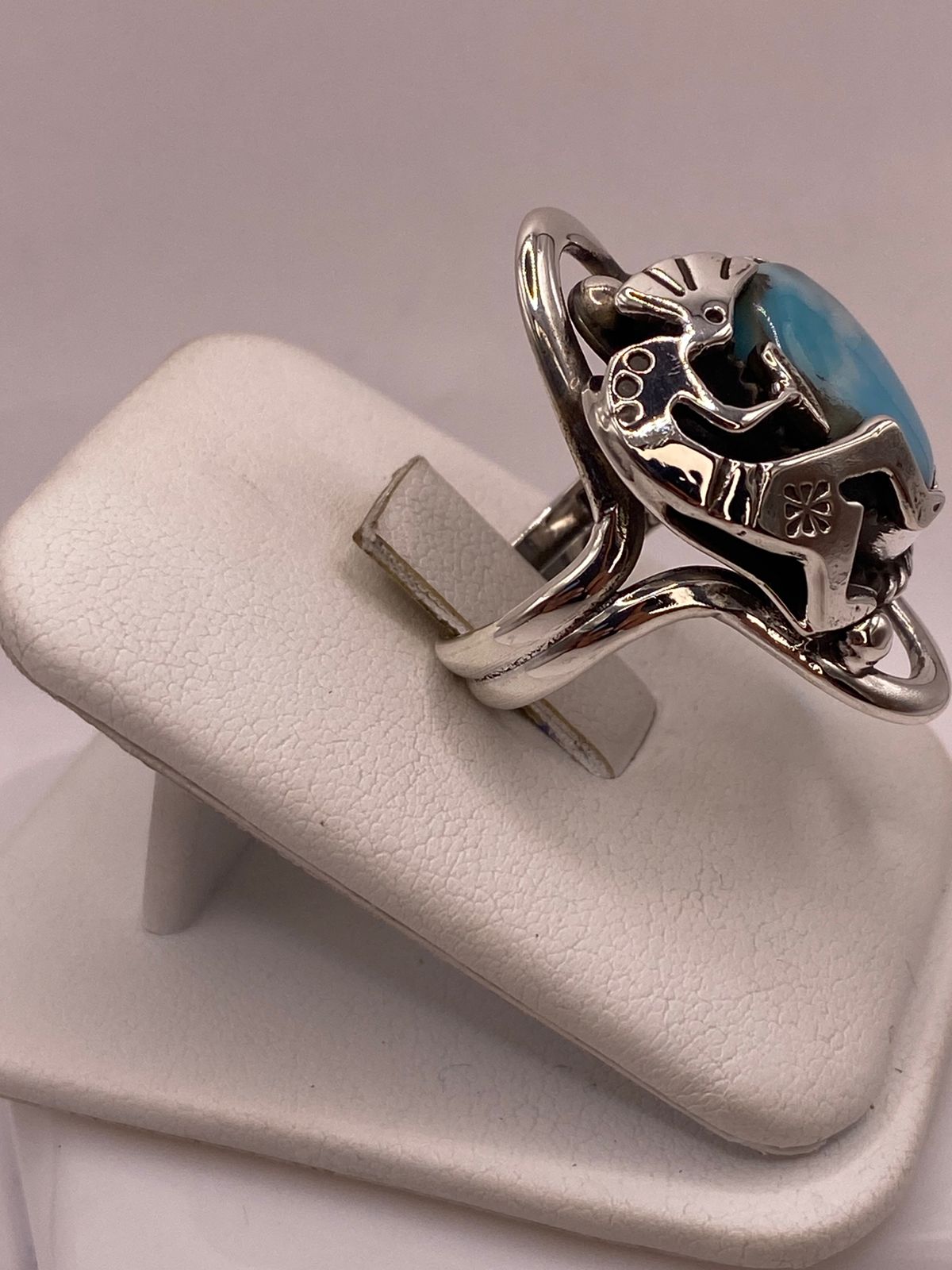 Anillo de Plata Ley 925 con Turquesa y Kokopelli