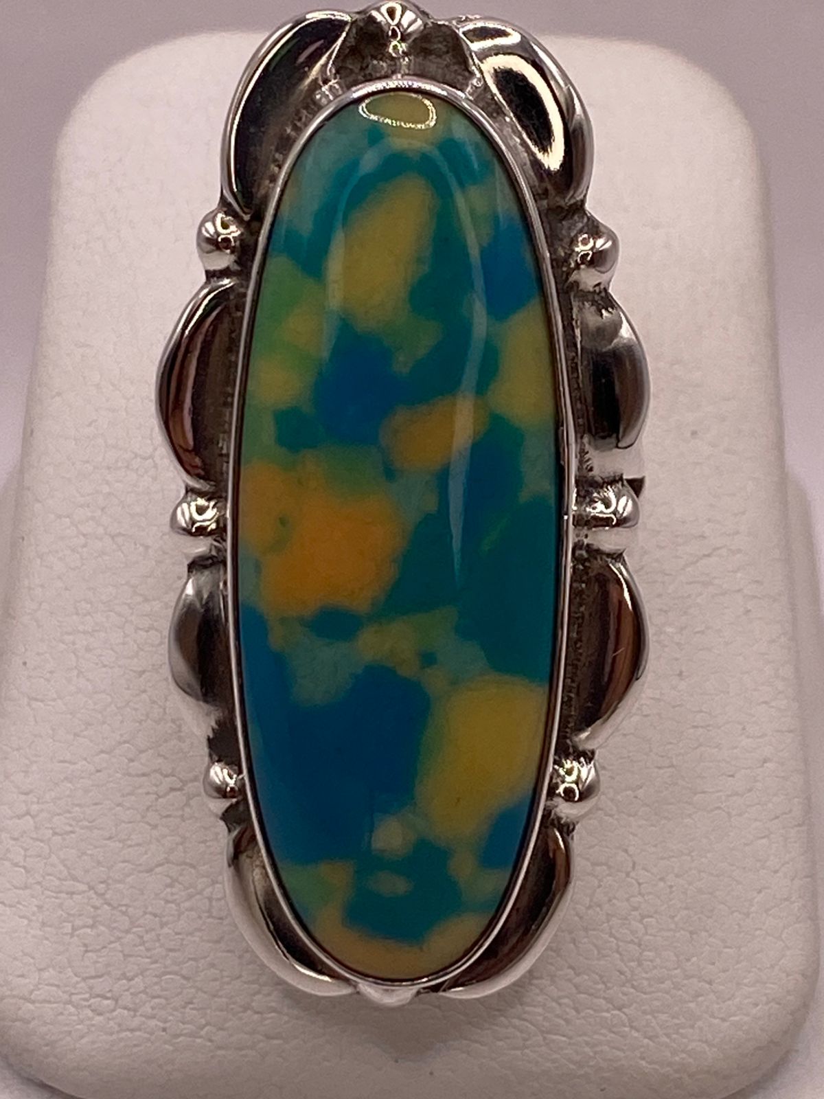ANILLO DE PLATA LEY 925 CON TURQUESA MULTICOLOR