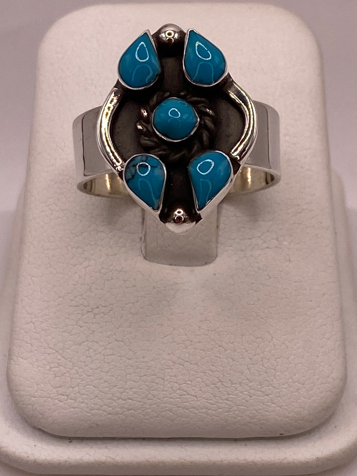 ANILLO DE PLATA LEY 925 CON TURQUESA NATURAL