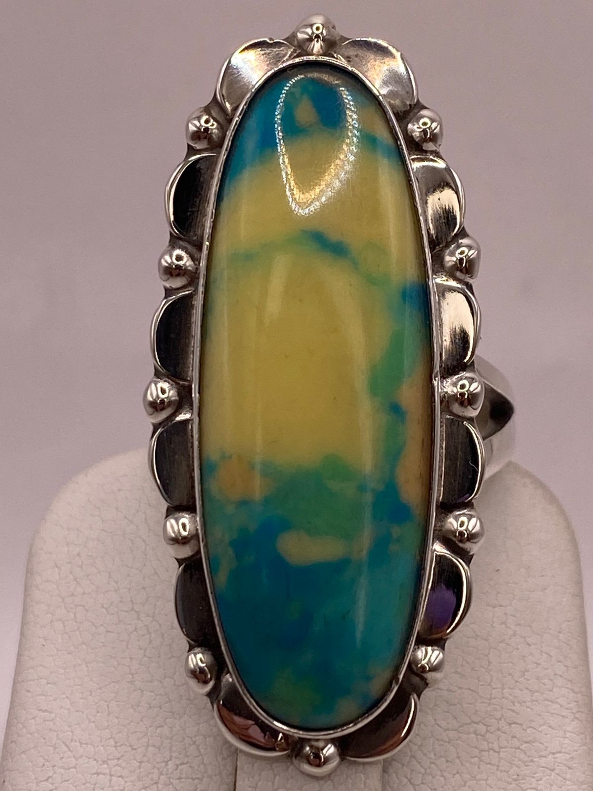 ANILLO DE PLATA LEY 925 CON TURQUESA NATURAL MULTICOLOR