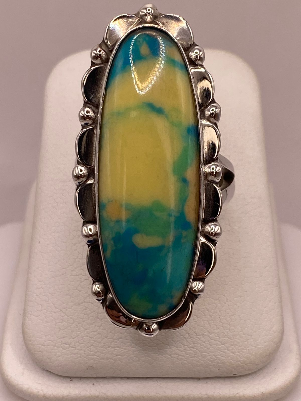 ANILLO DE PLATA LEY 925 CON TURQUESA NATURAL MULTICOLOR