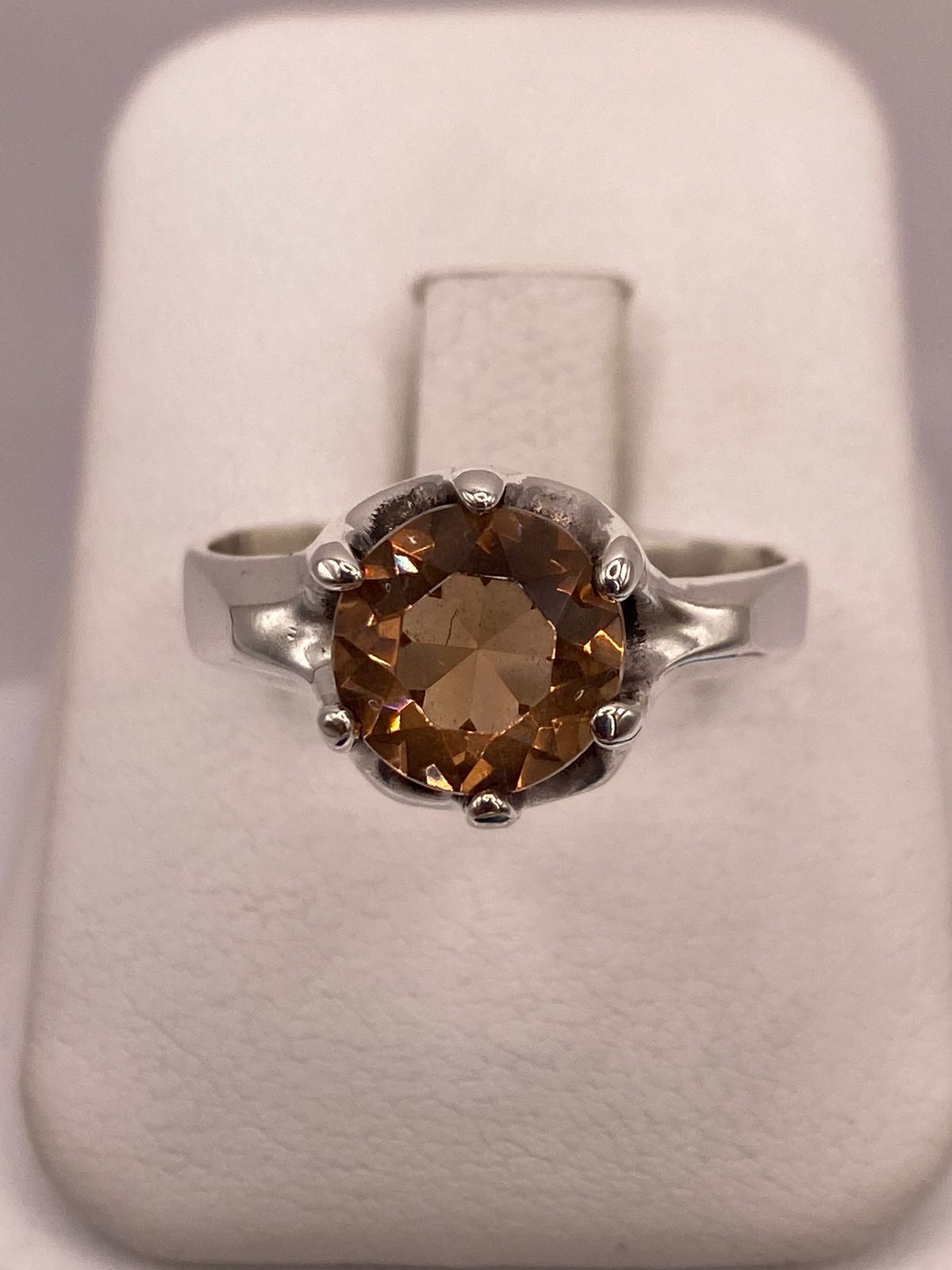 Anillo de Plata Ley 925 con Zirconia Color Champagne