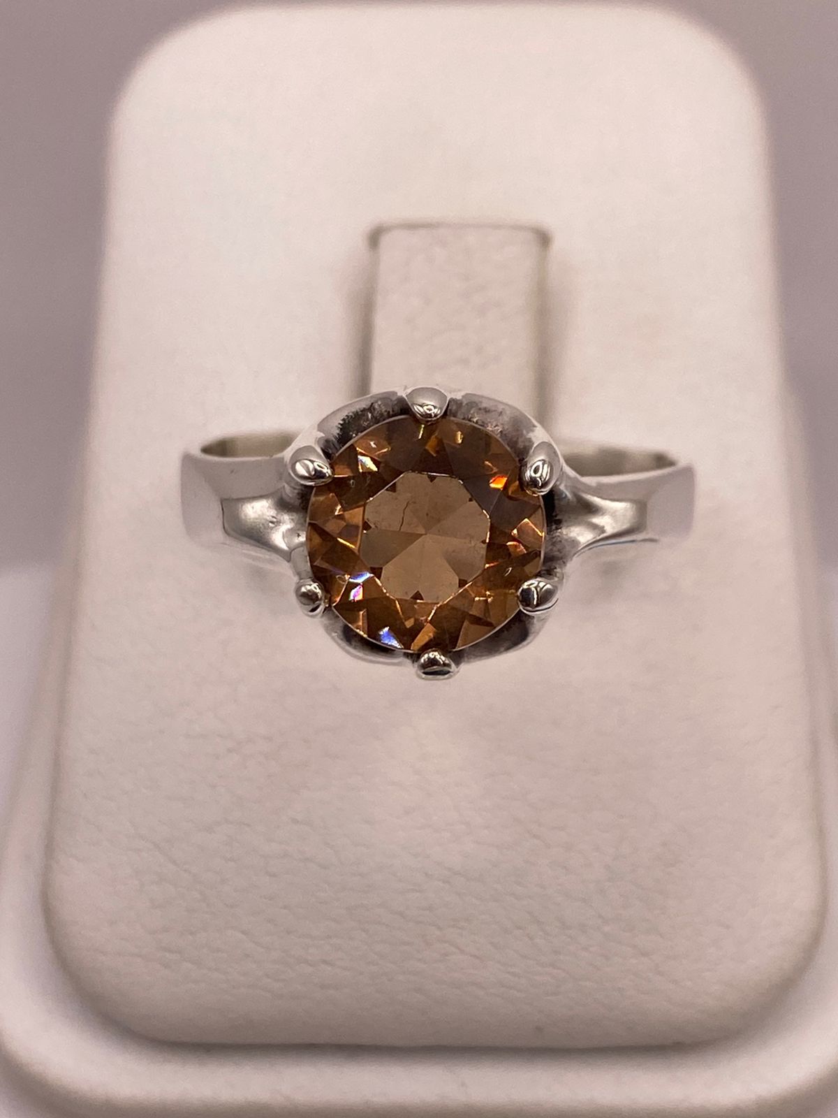 Anillo de Plata Ley 925 con Zirconia Color Champagne