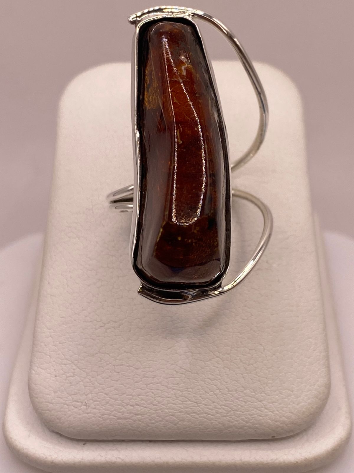 Anillo de Plata Ley 950 con Ámbar Natural
