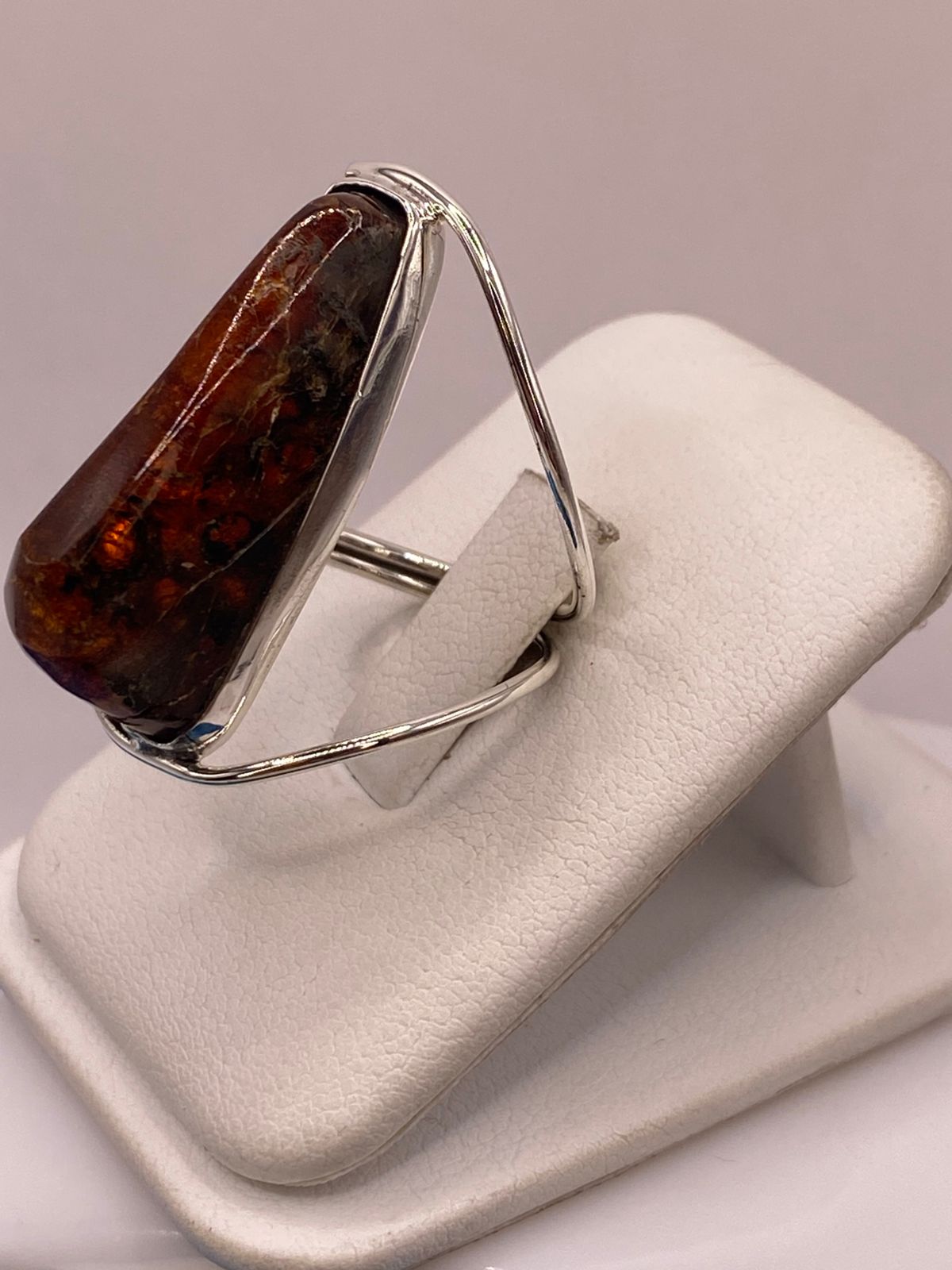 Anillo de Plata Ley 950 con Ámbar Natural