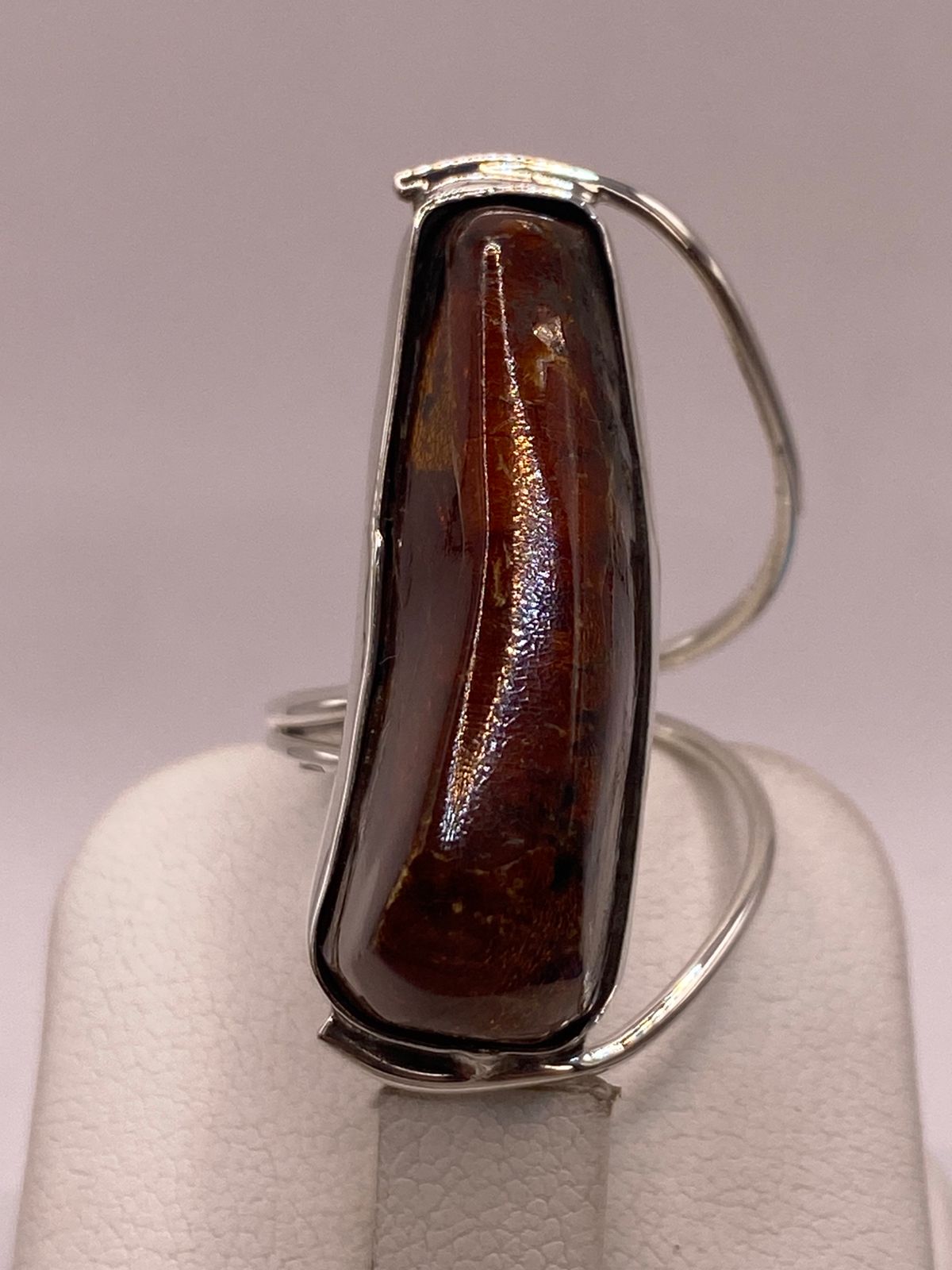 Anillo de Plata Ley 950 con Ámbar Natural