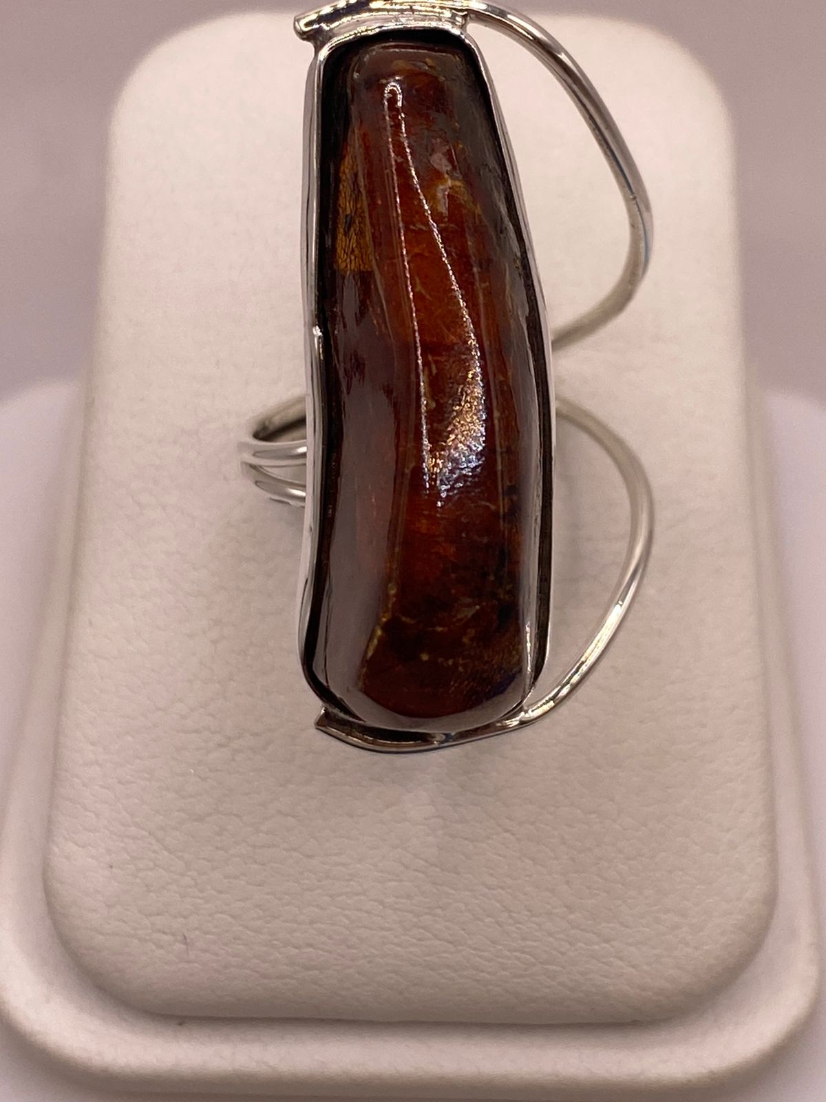 Anillo de Plata Ley 950 con Ámbar Natural