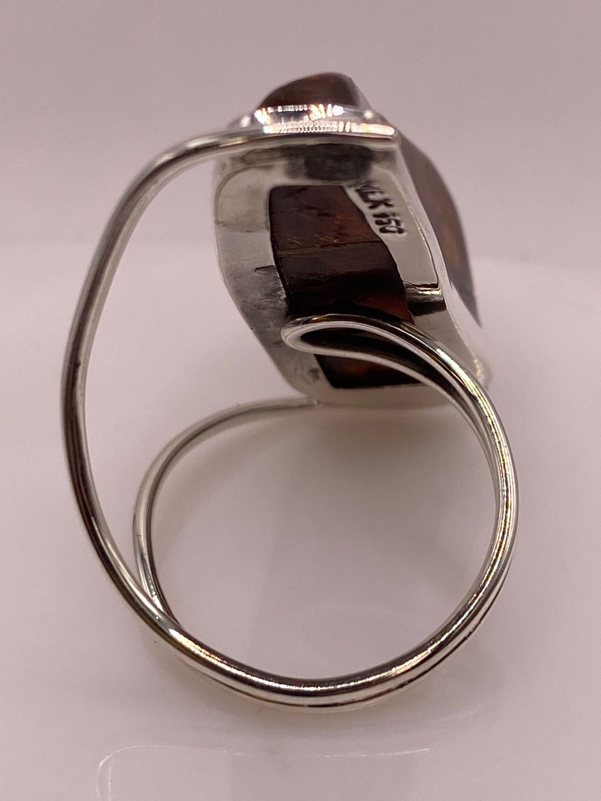 Anillo de Plata Ley 950 con Ámbar Natural