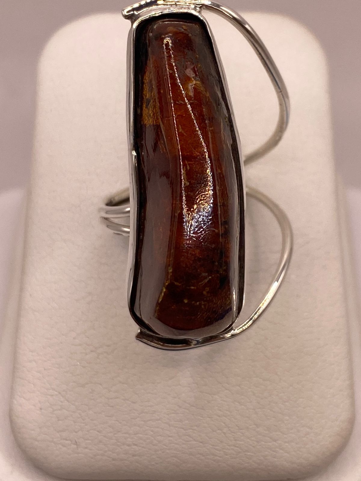 Anillo de Plata Ley 950 con Ámbar Natural