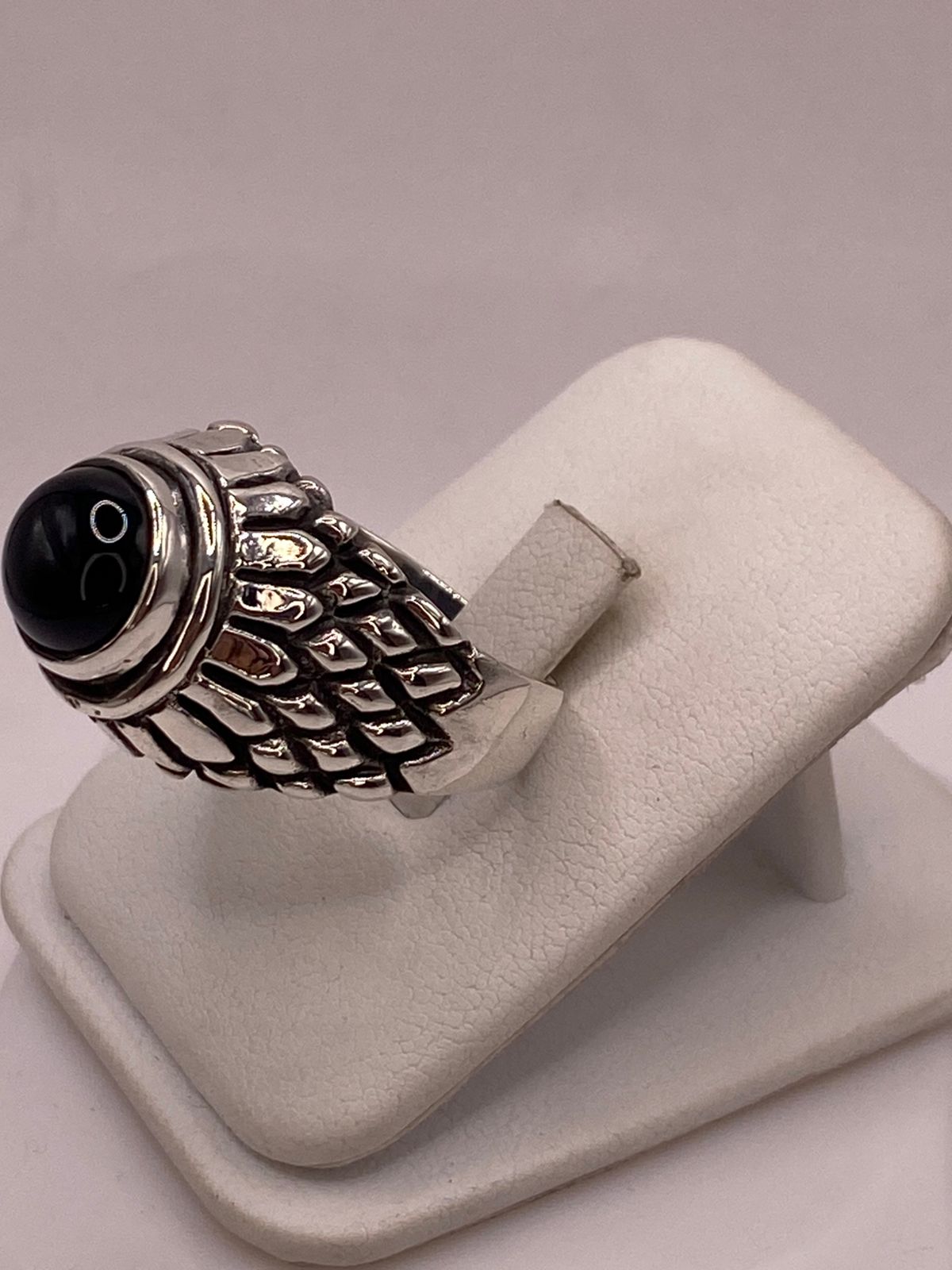 ANILLO DE PLATA LEY 950 CON ÓNIX NEGRO