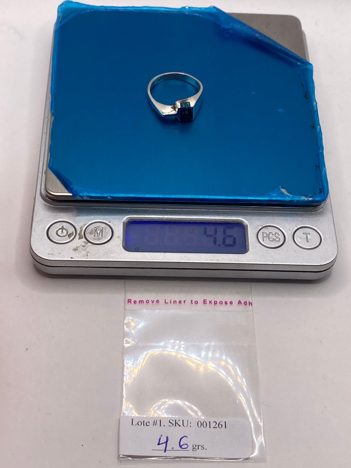 Anillo de Plata Ley 950 con Ópalo Azul Geométrico