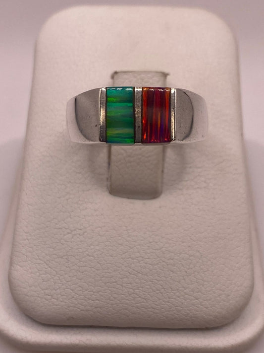 Anillo de Plata Ley 950 con Ópalo de Fuego, vista frontal