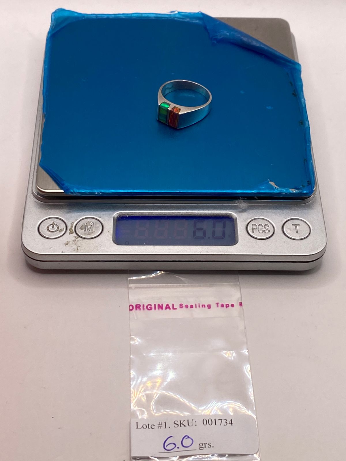 Anillo de Plata Ley 950 con Ópalo de Fuego