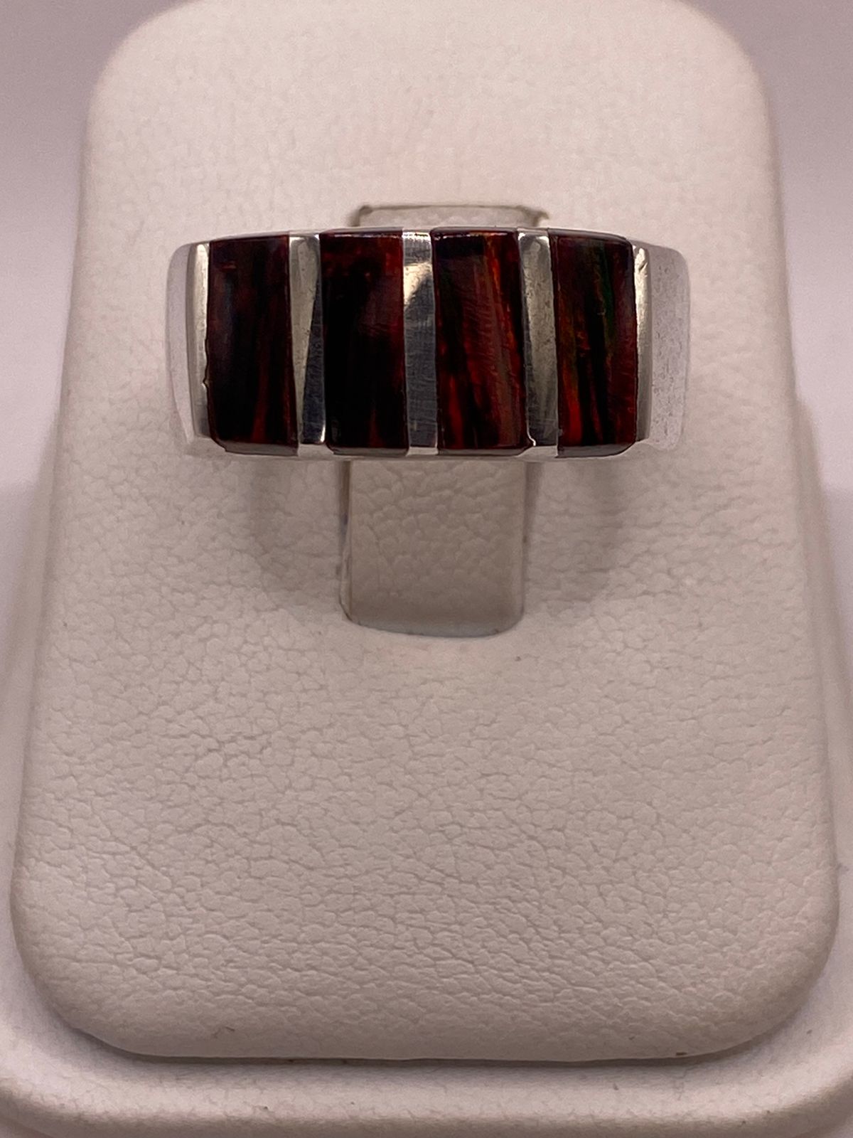 Anillo de Plata Ley 950 con Ópalo de Fuego Rojo