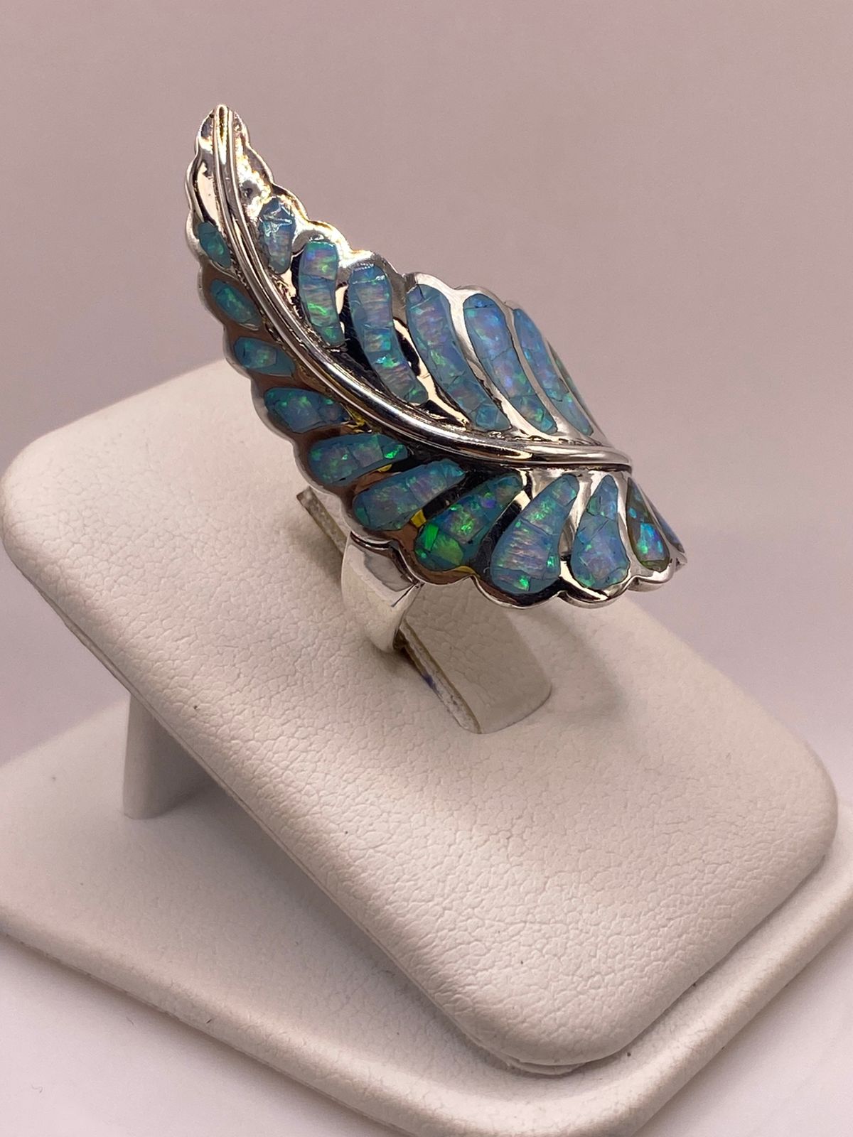 Anillo de Plata Ley 950 con Ópalo Azul