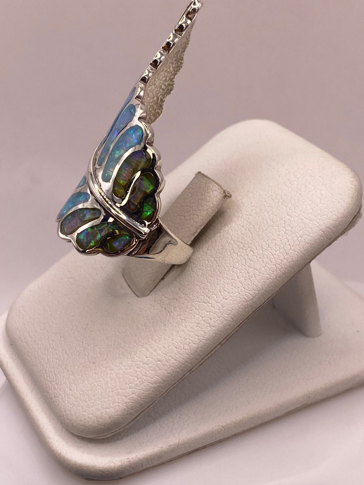 Anillo de Plata Ley 950 con Ópalo Azul