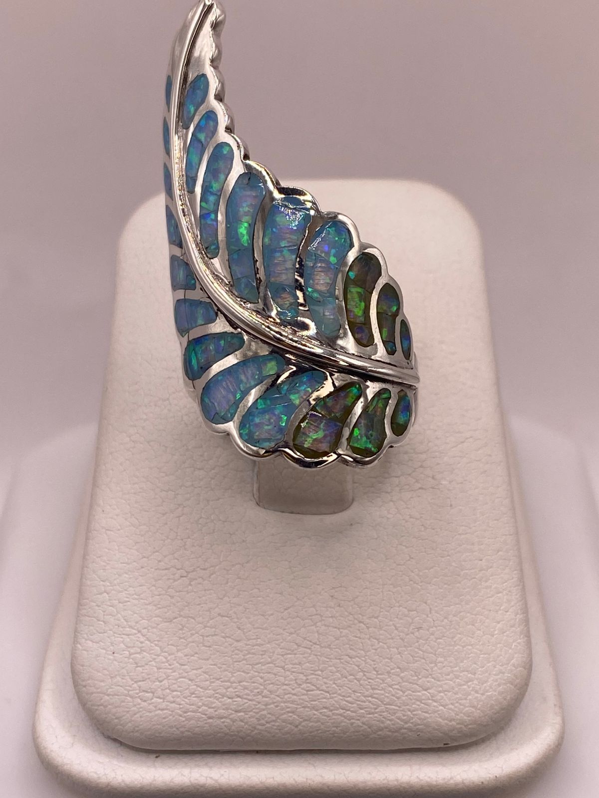 Anillo de Plata Ley 950 con Ópalo Azul
