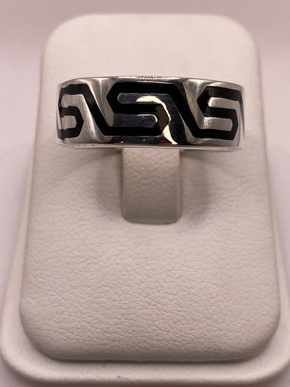 Anillo de Plata .925 con Greca Prehispánica, vista frontal