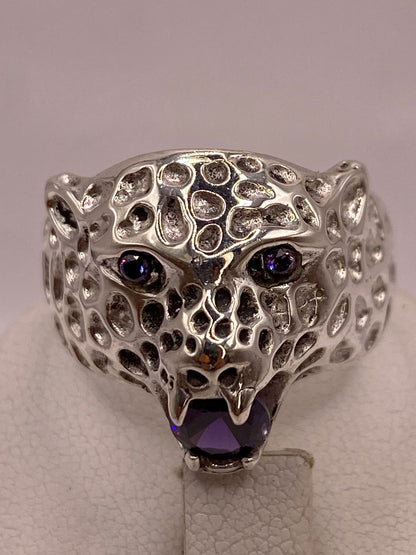 Anillo de Plata 925 Jaguar con Zirconias Moradas