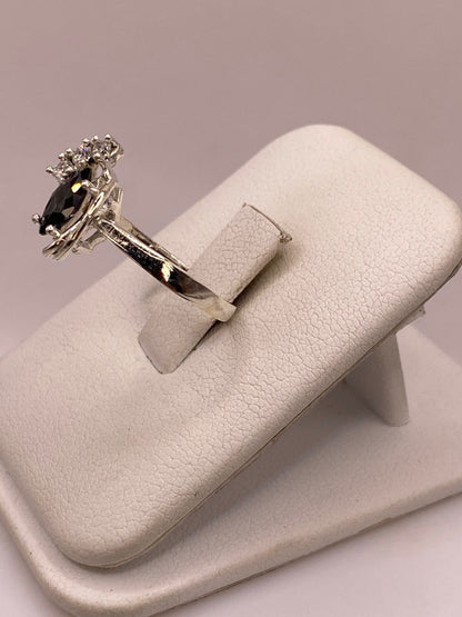 Anillo de Plata 925 con Zirconia Negra Corte Marquesa