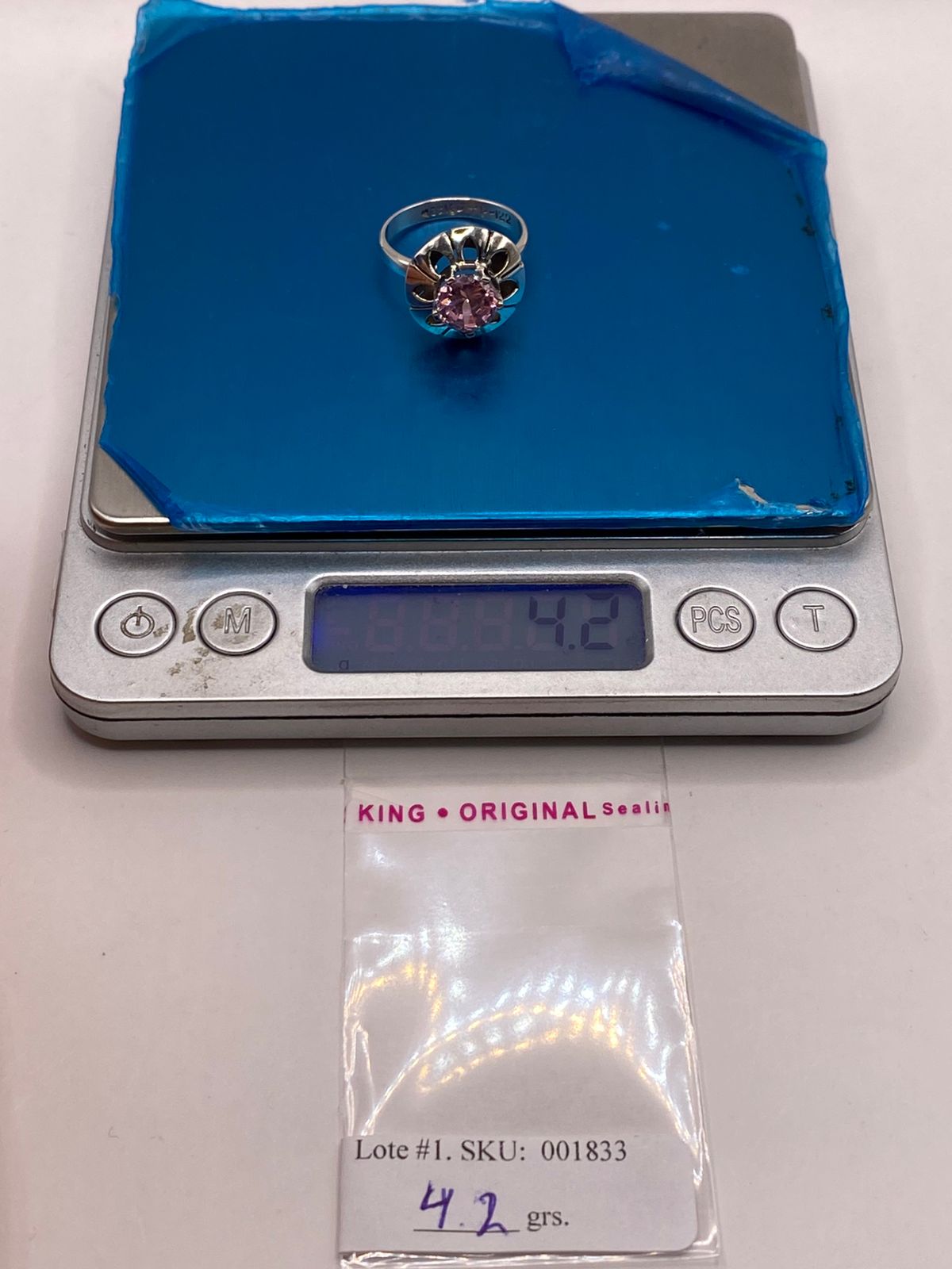 Anillo de Plata 925 con Zirconia Rosa Facetada, Diseño Floral Hecho