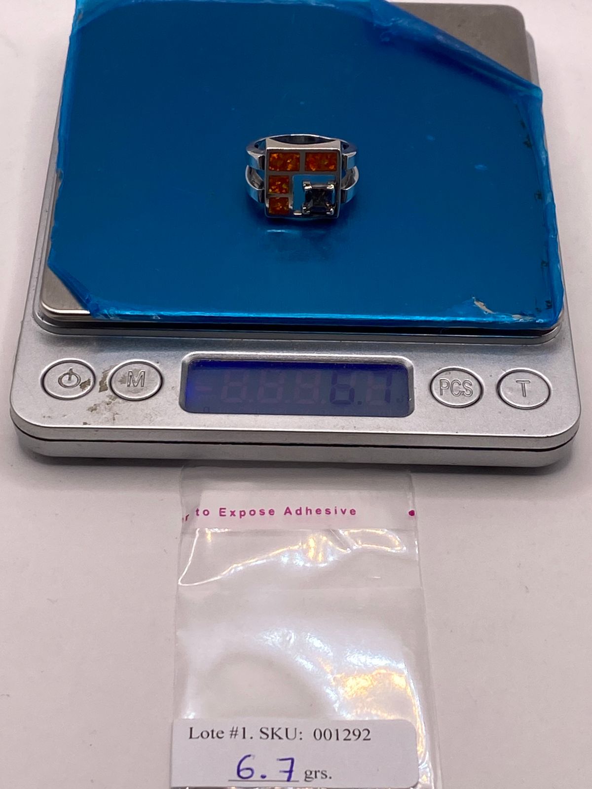 🔥 ANILLO DE PLATA .950 CON ÓPALO DE FUEGO Y ZIRCONIA MULTICOLOR  DISEÑO GEOMÉTRICO