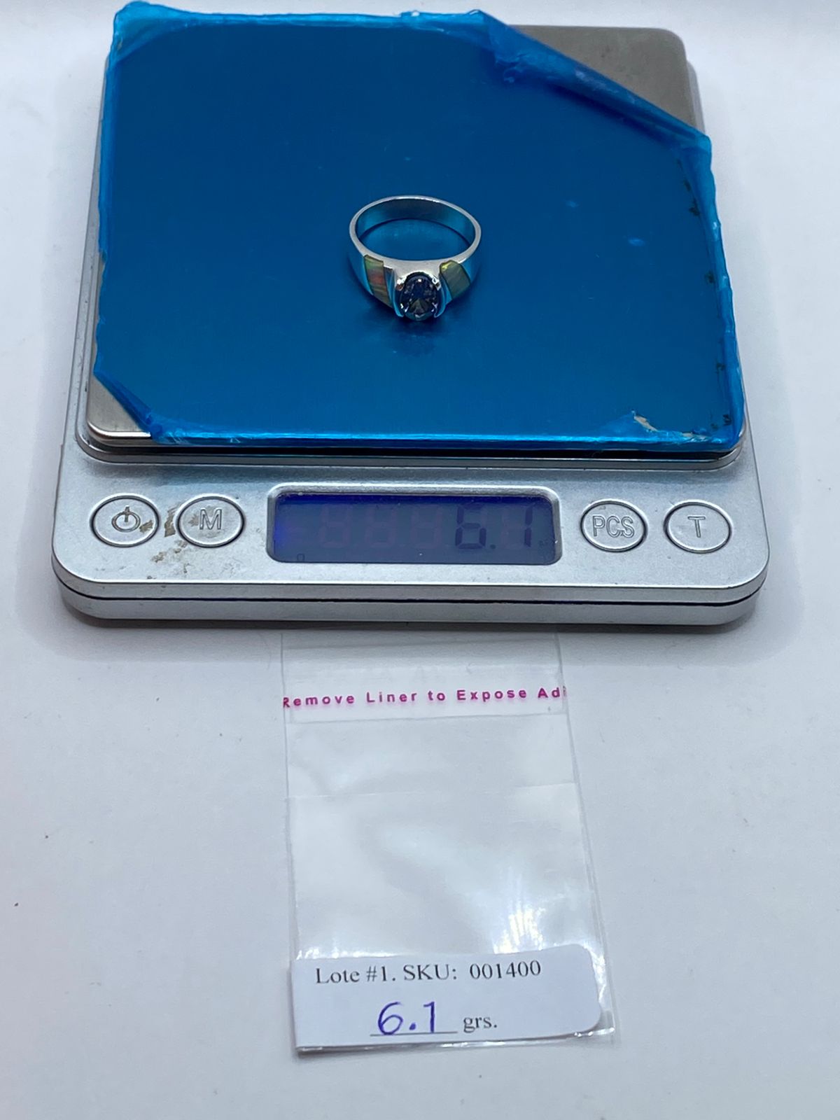 Anillo de Plata .950 con Ópalo de Fuego y Zirconia Blanca