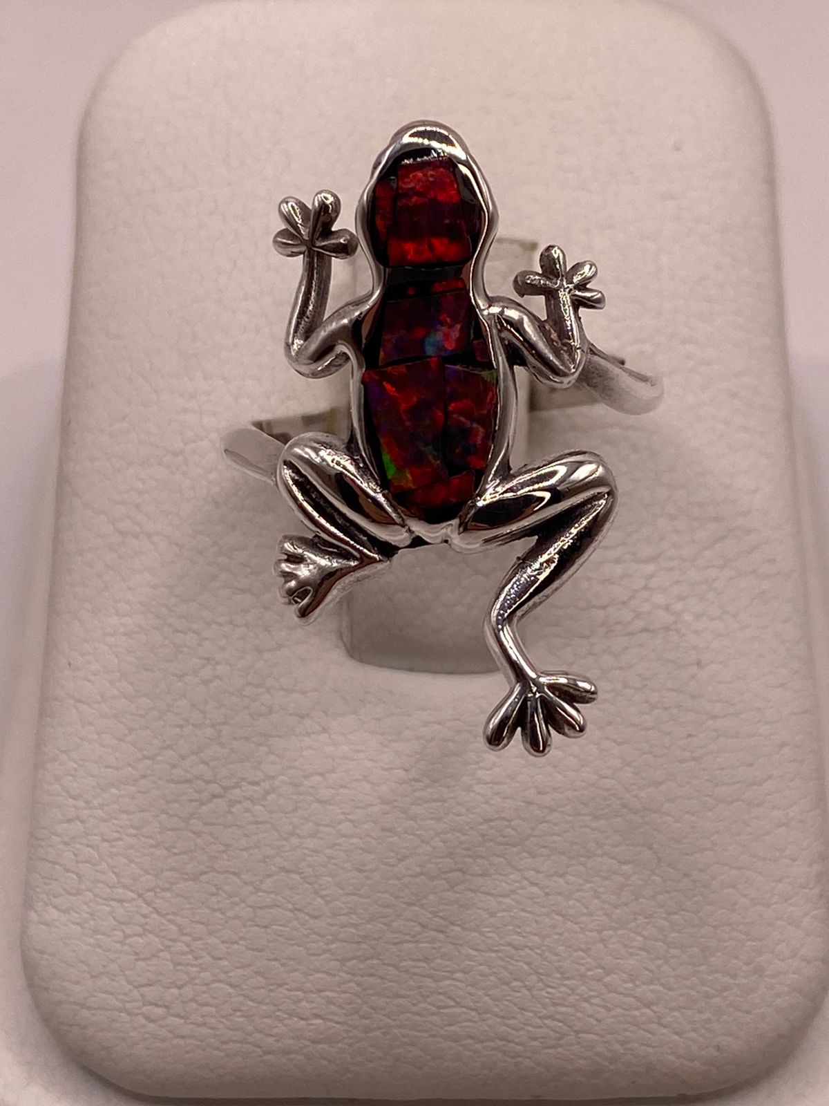 Anillo de Rana en Plata Ley .950 con Ópalo de Fuego