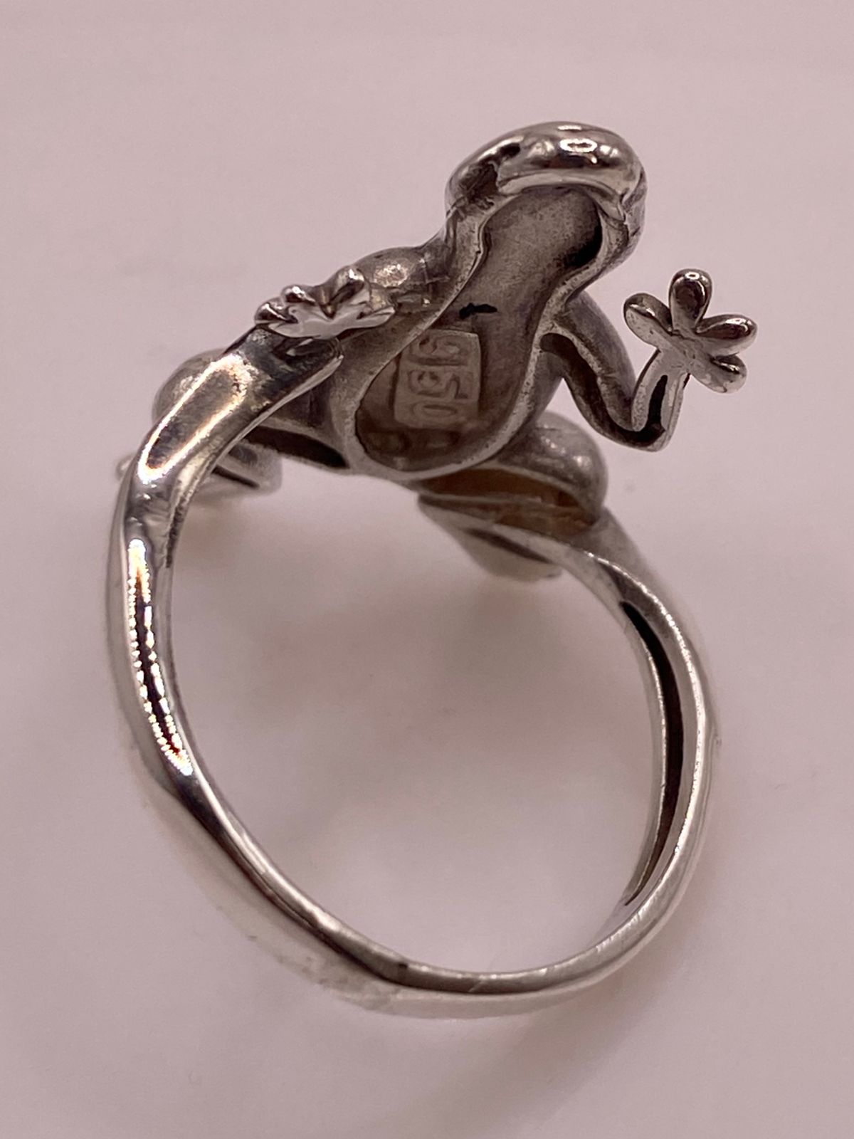 Anillo de Rana en Plata Ley .950 con Ópalo de Fuego