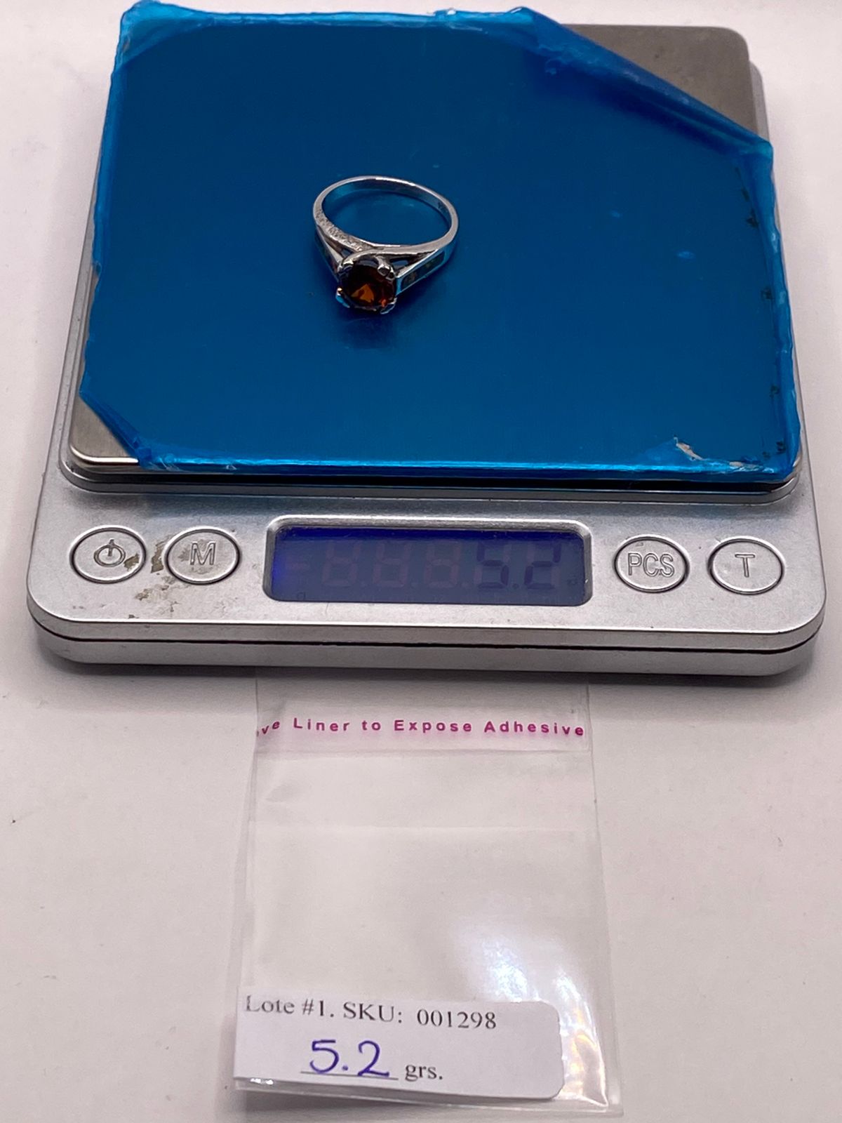 🧡 Anillo Solitario de Plata .950 con Zirconia Naranja y Ópalo de Fuego