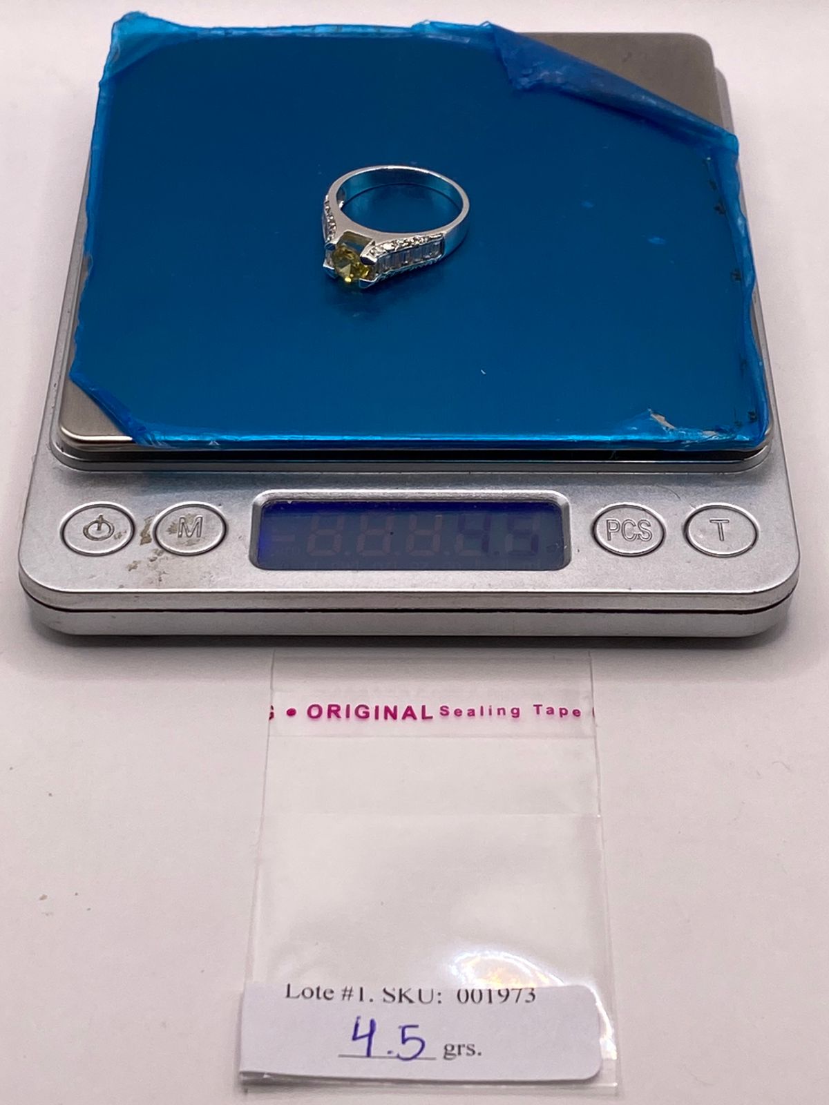 Anillo Solitario de Zirconia Amarilla Plata Ley 925
