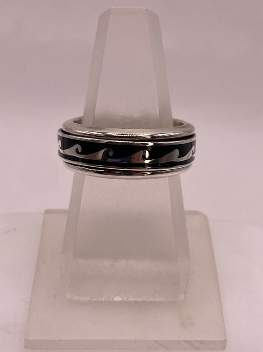 ANILLO SPINNER DE PLATA .925 CON DISEÑO DE OLAS